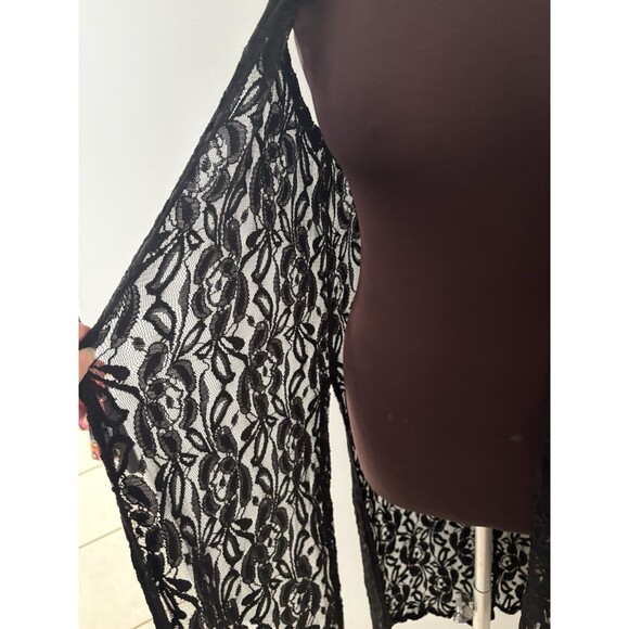 LuLaRoe Lace Open Front Duster Size S Black Cardigan Vest Rave Festival Witchy - Picture 3 of 14